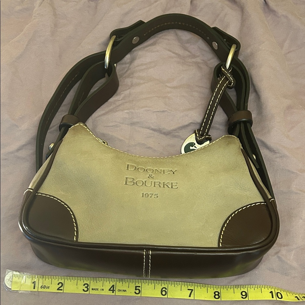 Dooney & Bourke Cream Suede and Brown Shoulder Bag